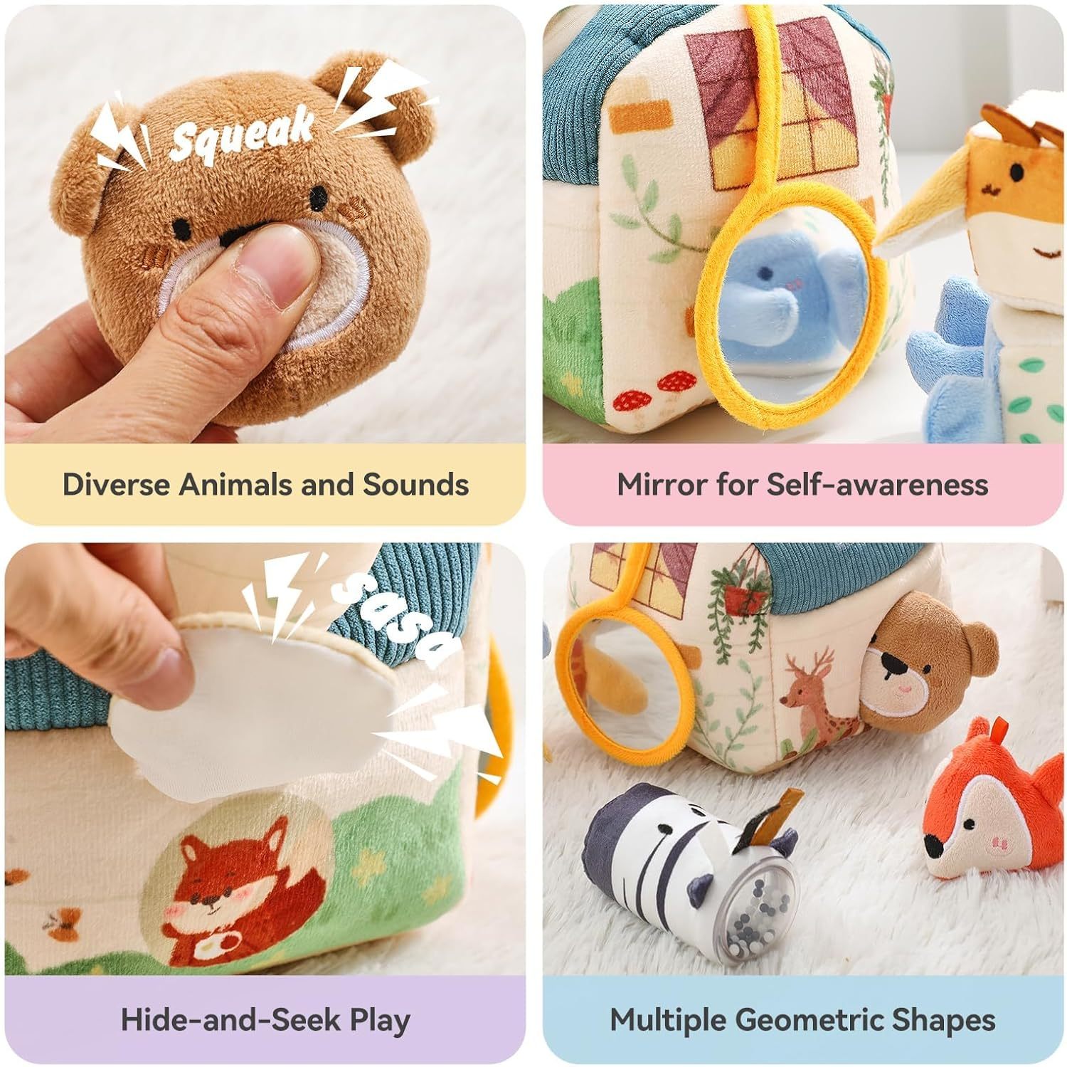 PQT2435 Cotton Animal Montessori Educational Toys Baby Sensory 4