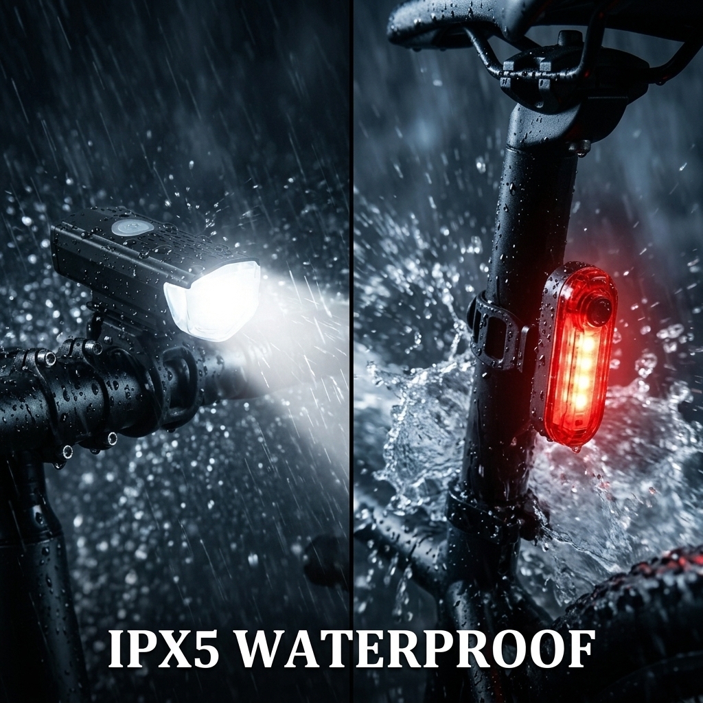 USB Rechargeable IPX5 LED Bike Light Set 2