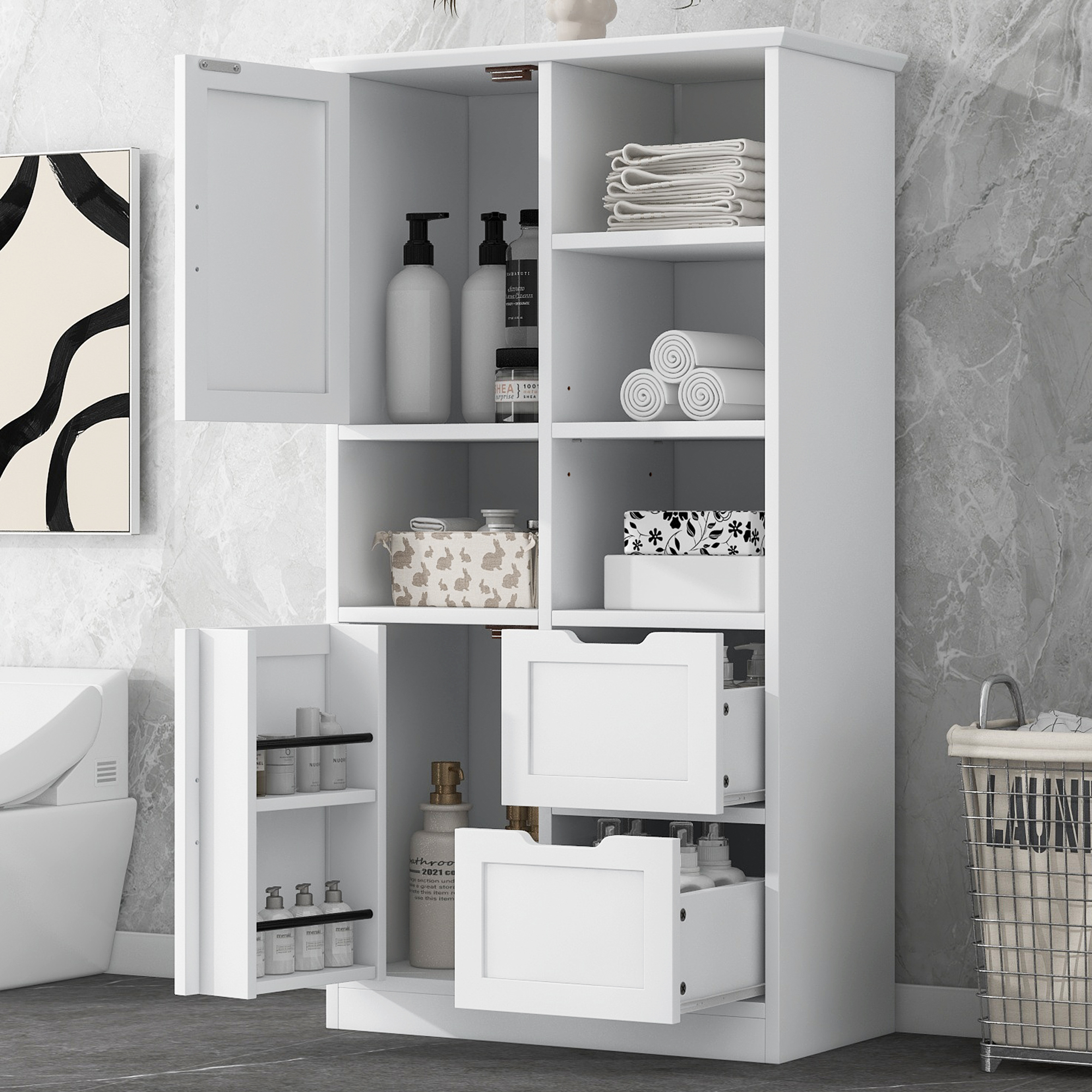 Platzsparender Toilettenschrank mit Türen 2