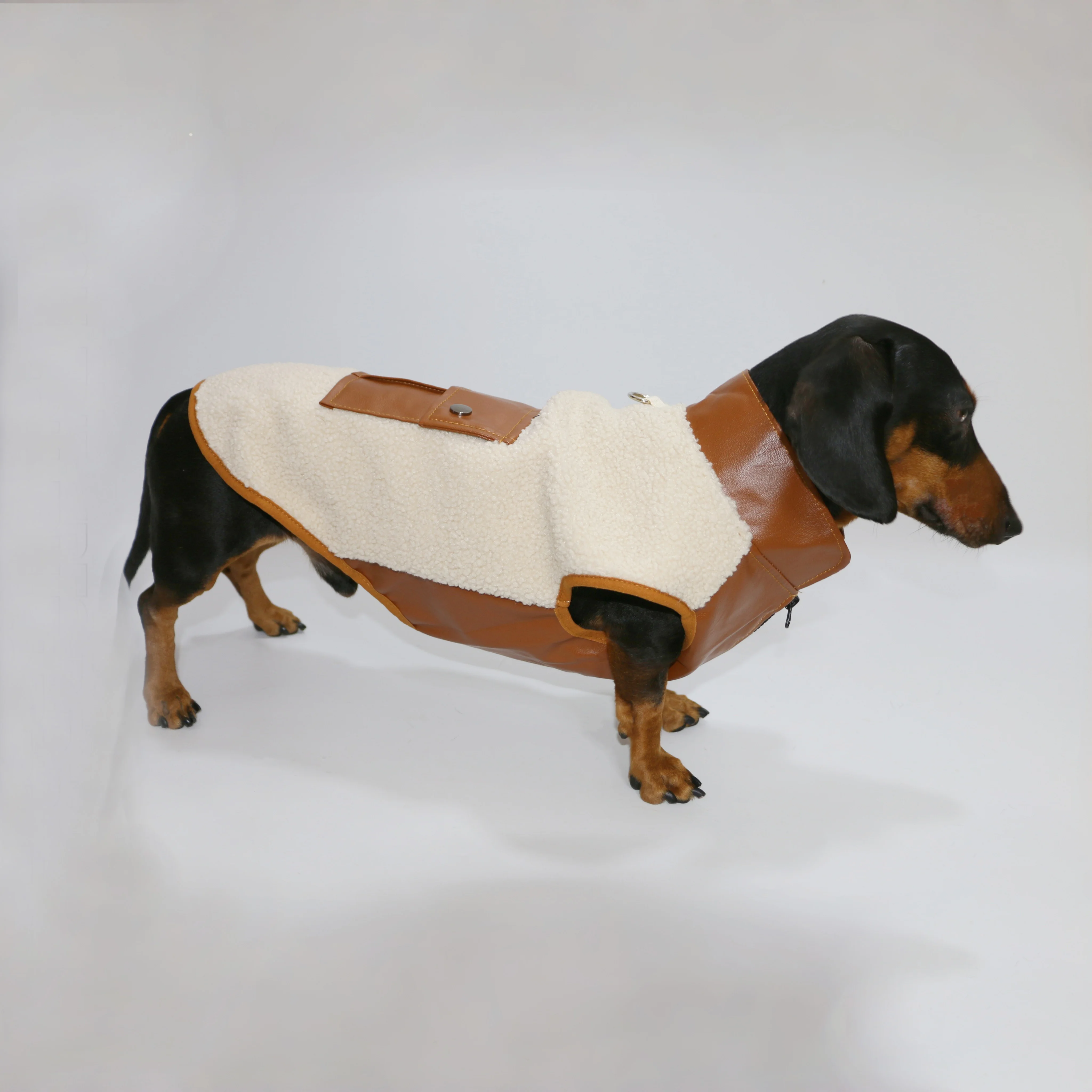 Dicke Fleece-Winterjacke für Wiener Hunde Warmer Brauner Herbstmantel