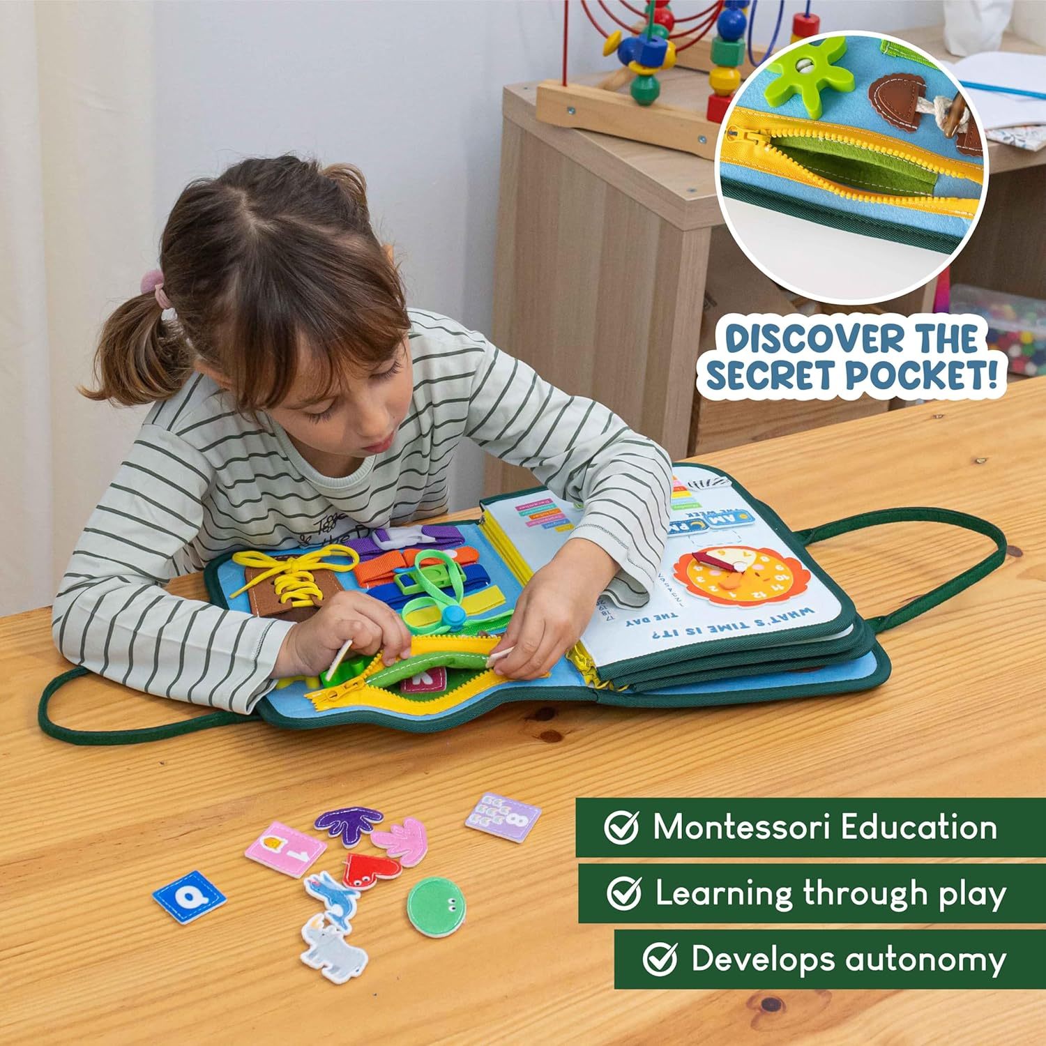 Filz-Lernbrett mit Waldtieren für Kleinkinder 3