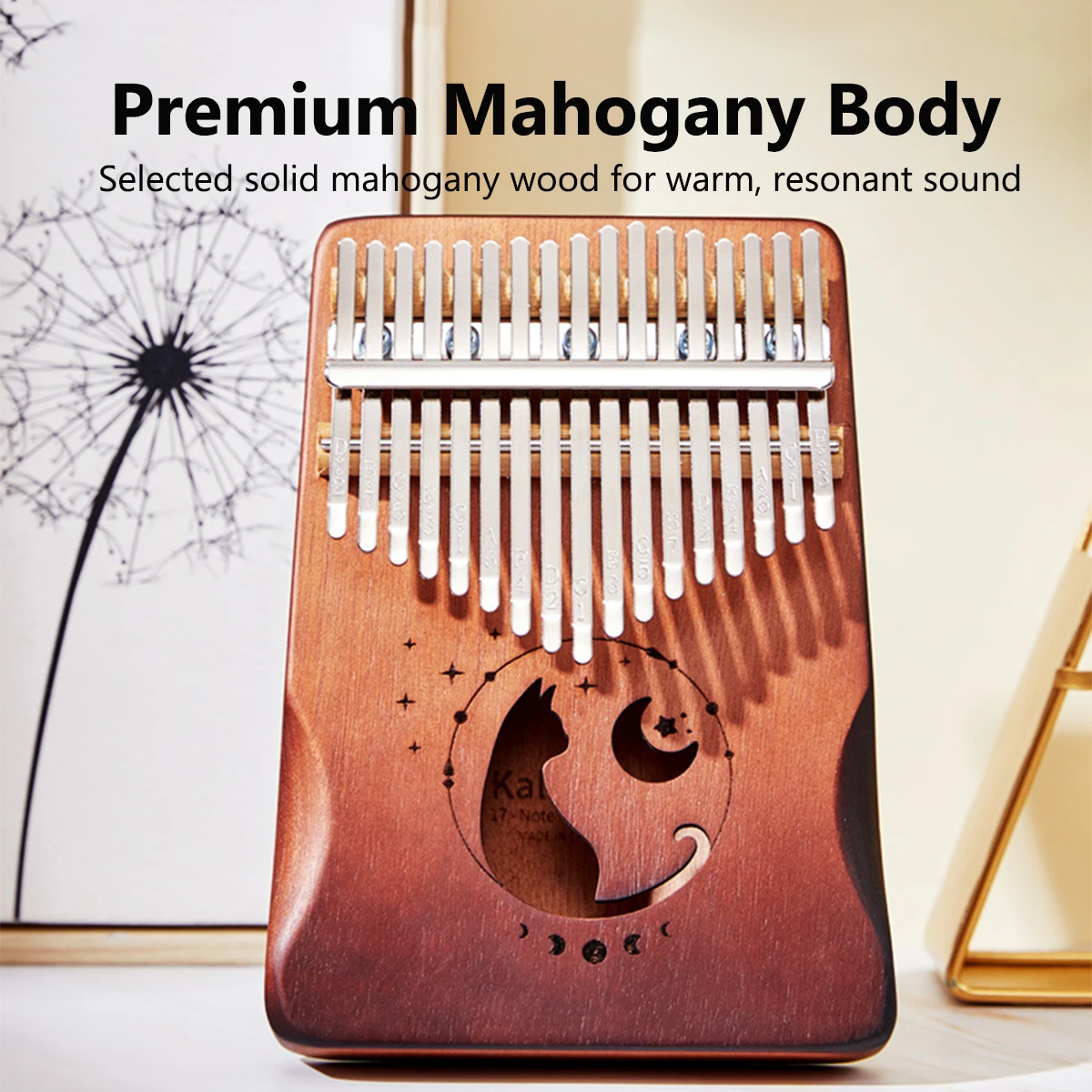 Miwayer 17 21 Tasten Kalimba Daumenklavier – Mondkatzenmuster 3