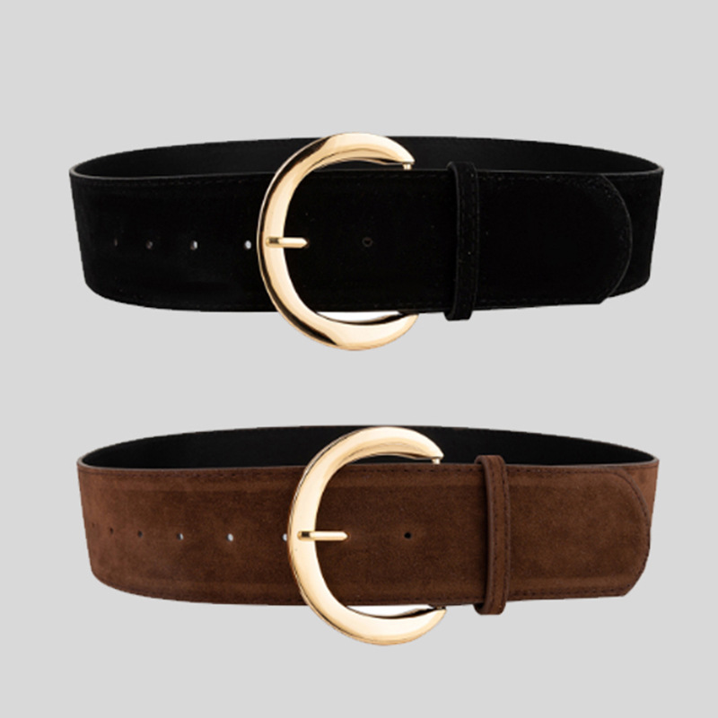 Suede Leather Belt with Pin Buckle