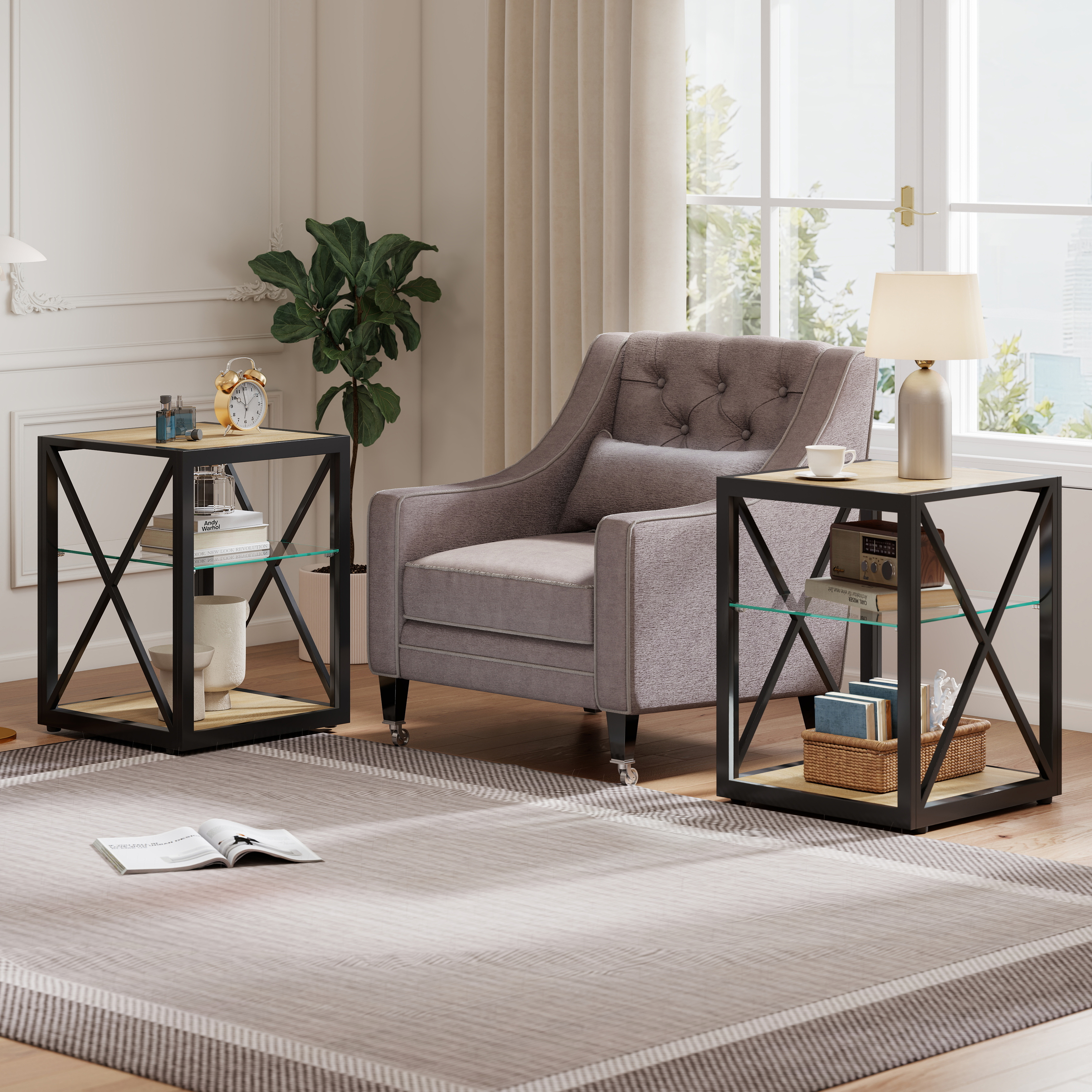 1 Piece Modern End Table With Drawer - 2