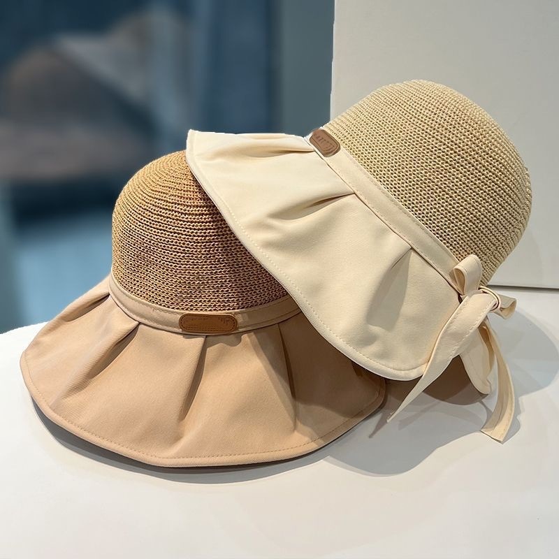 Bow Fisherman Hat Summer Straw Sunhat With Large