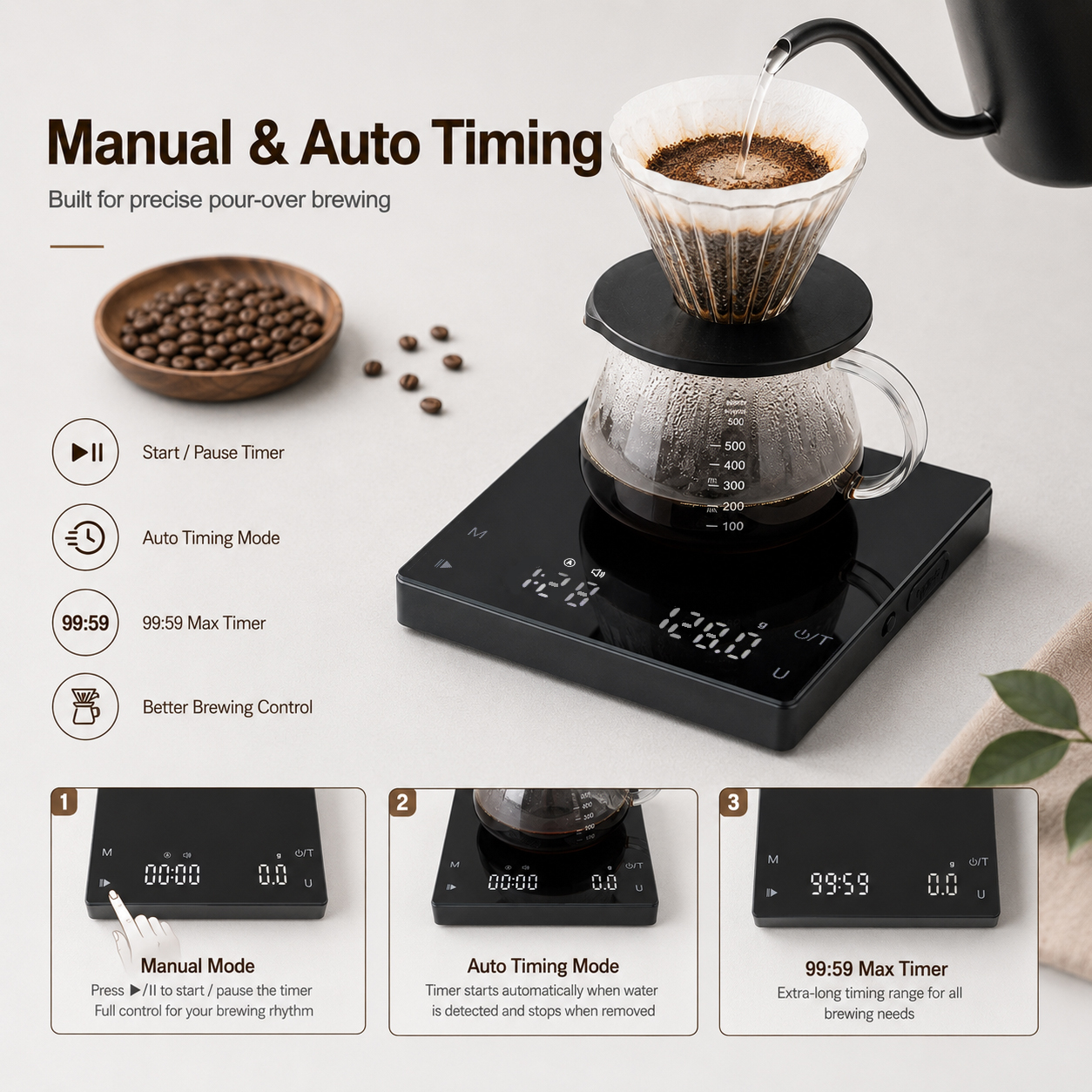 Type-C Coffee Scale with LED Display 2000g 3