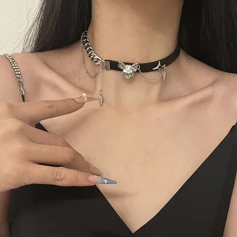 Cat Rivet Tassel Necklace Female Special-interest Design
