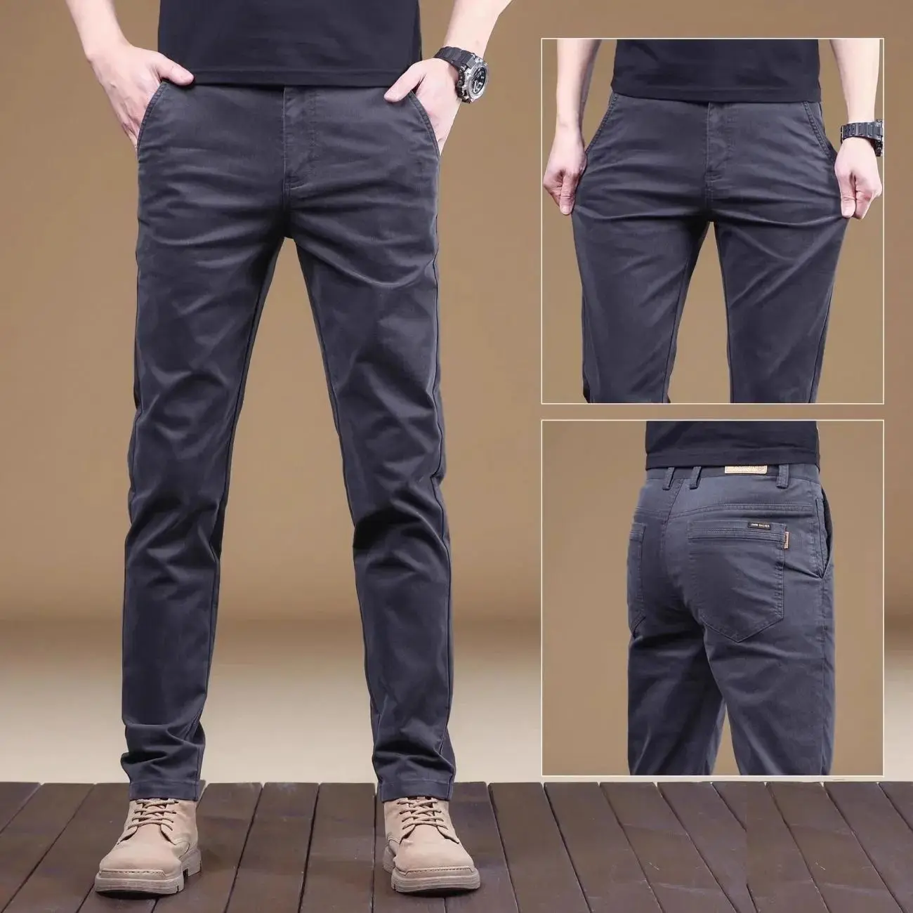Sommer Dünne Baumwoll-Herrenhose Trendige Vielseitige Elastische Leichte Business-Hose 4