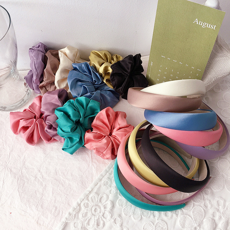 Colorful Satin Scrunchie Hair Ties Set 2