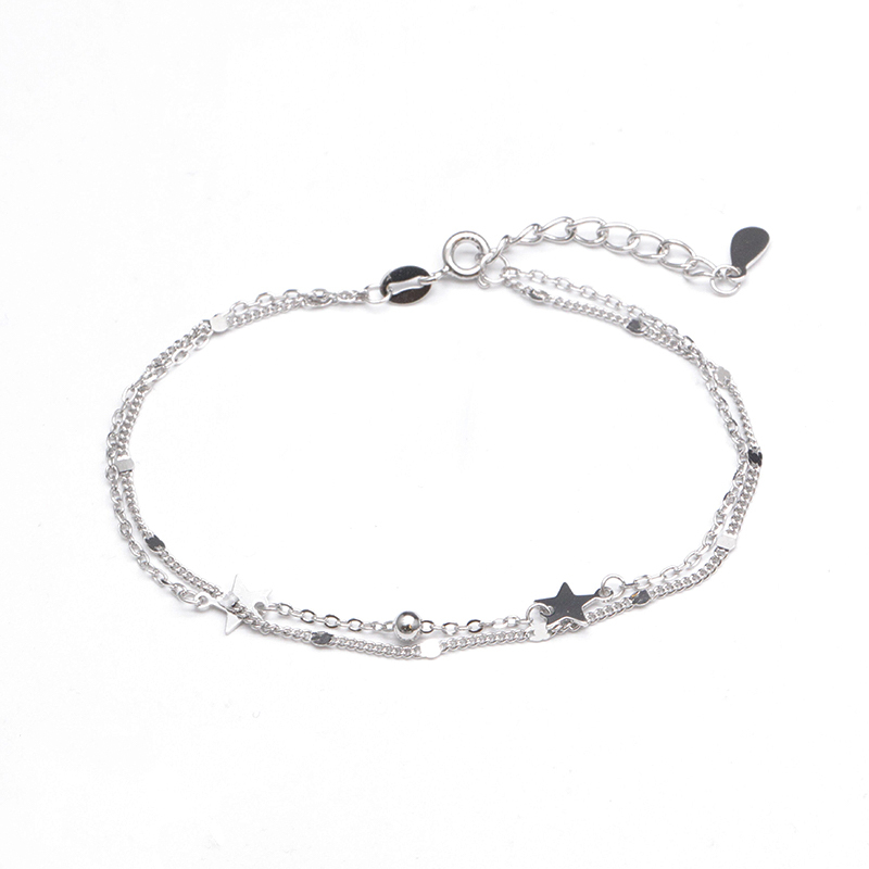 Double Layer Sterling Silver Star Bracelet
