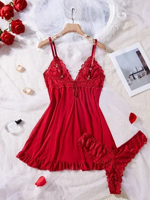 Red Lace Women's Lingerie Set 2