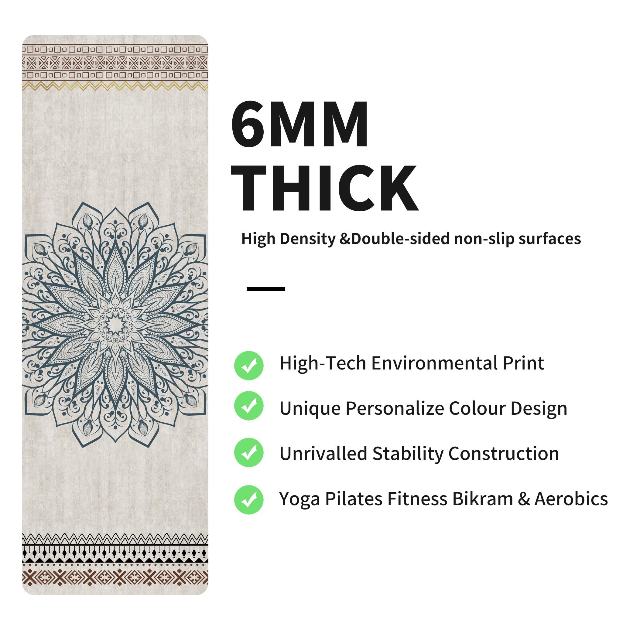 TPE Yogamatte rutschfest 6 mm mit Tasche 4