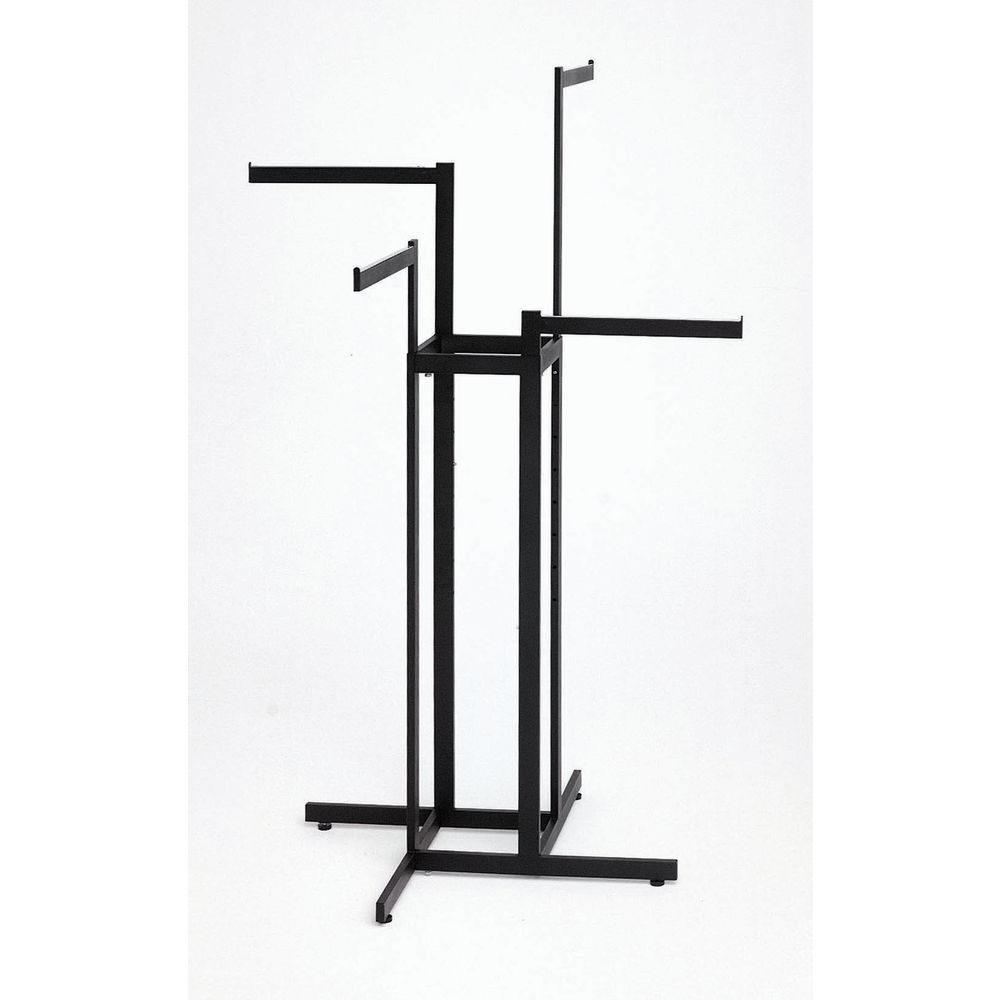 Commercial Industrial Modern 4-Way Black Clothing Rack With 3