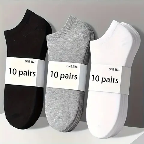 Breathable Unisex Ankle Socks 10-Pack