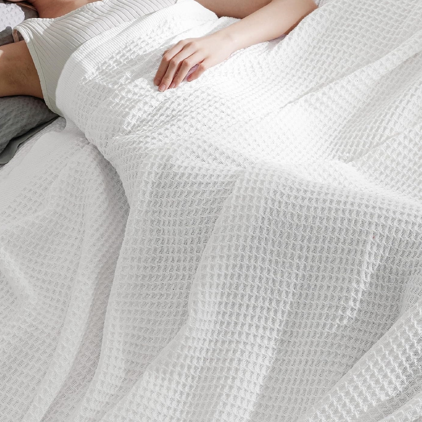 White Color 100% Cotton Blankets for Home Use