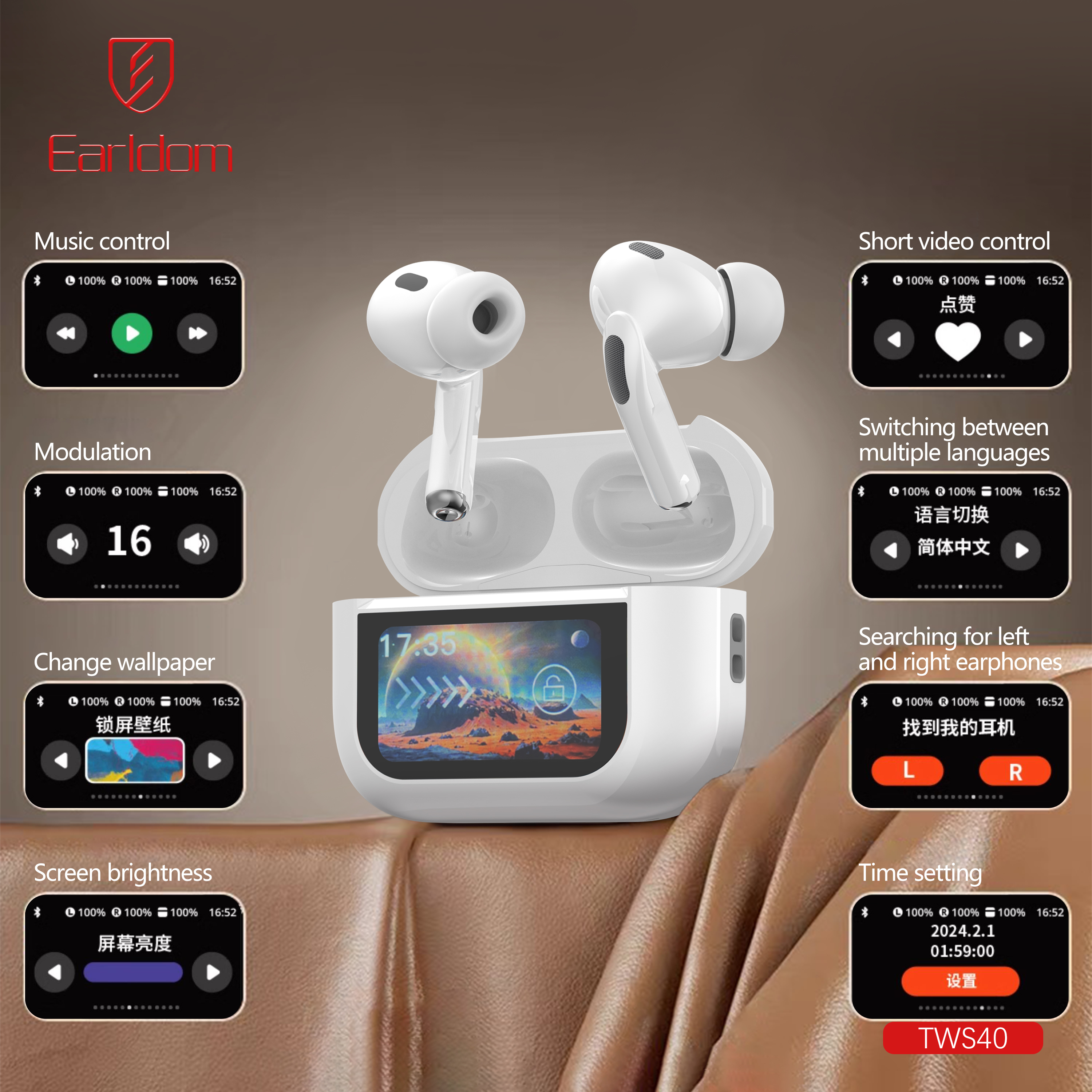 Earldom ANC ENC Tws Earbuds With Digital LCD 2