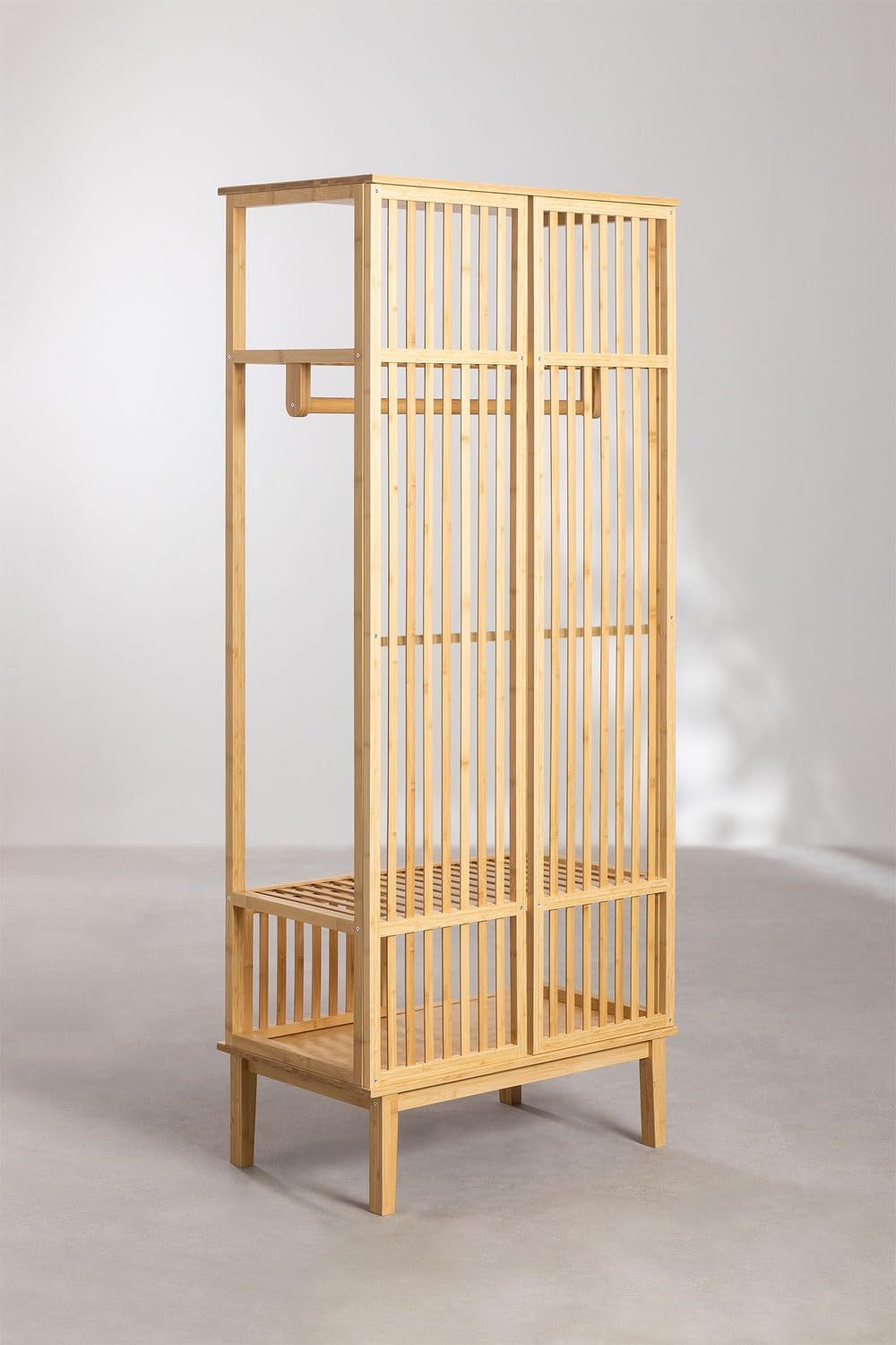 Freestanding Bamboo Coat Rack with Shelf 2
