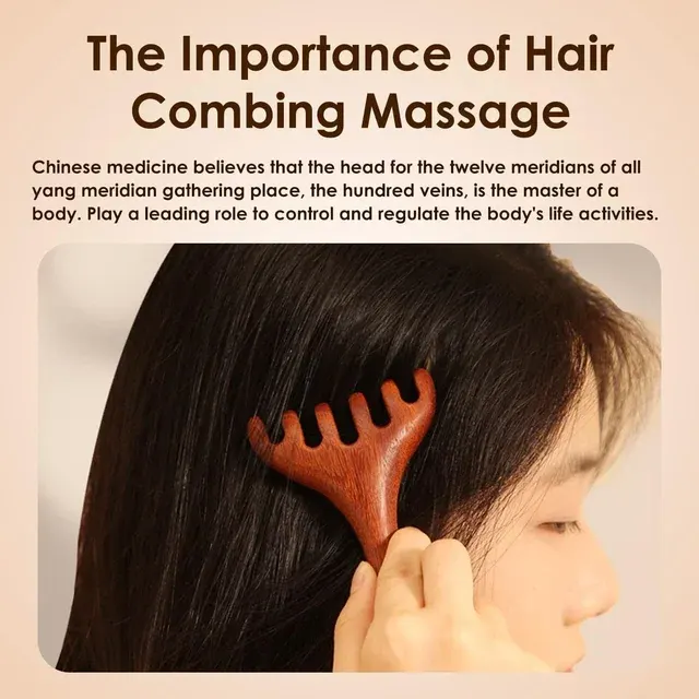 Sandalwood Gua Sha Scalp Massager 4