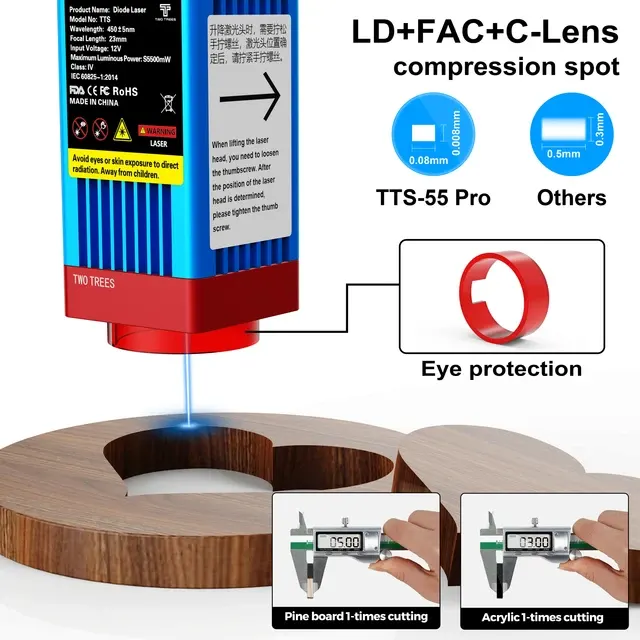 Twotrees TTS-55 Lasergravierer Laserschneidmaschine Lasergravurmaschine Komprimierter Punkt LD+FAC 2