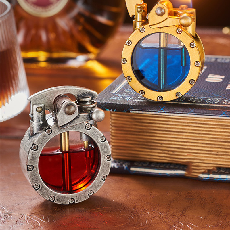 Metal Rocker Arm Kerosene Lighter Creative Personality Round