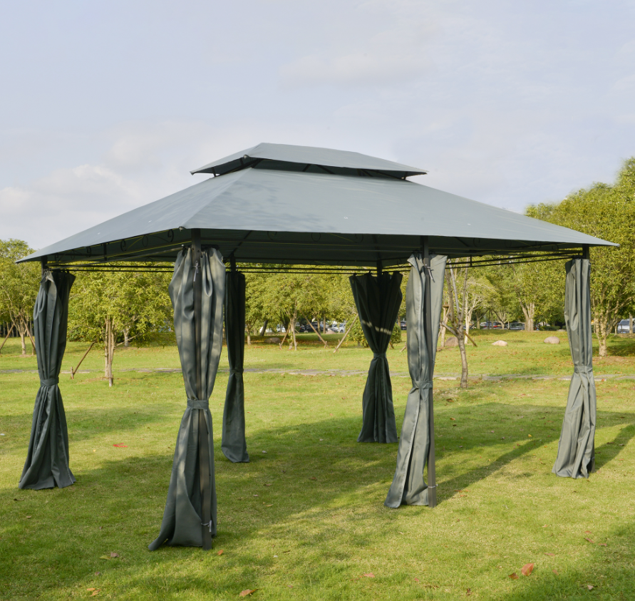 Outdoor Soft Top Gazebo with Curtains