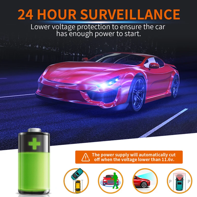24-Stunden-Parküberwachung Auto-DVR Dashcam-Kamera Hardwire-Kit für Low-Vol-Schutz Mini-USB-Anschluss 12–30 3