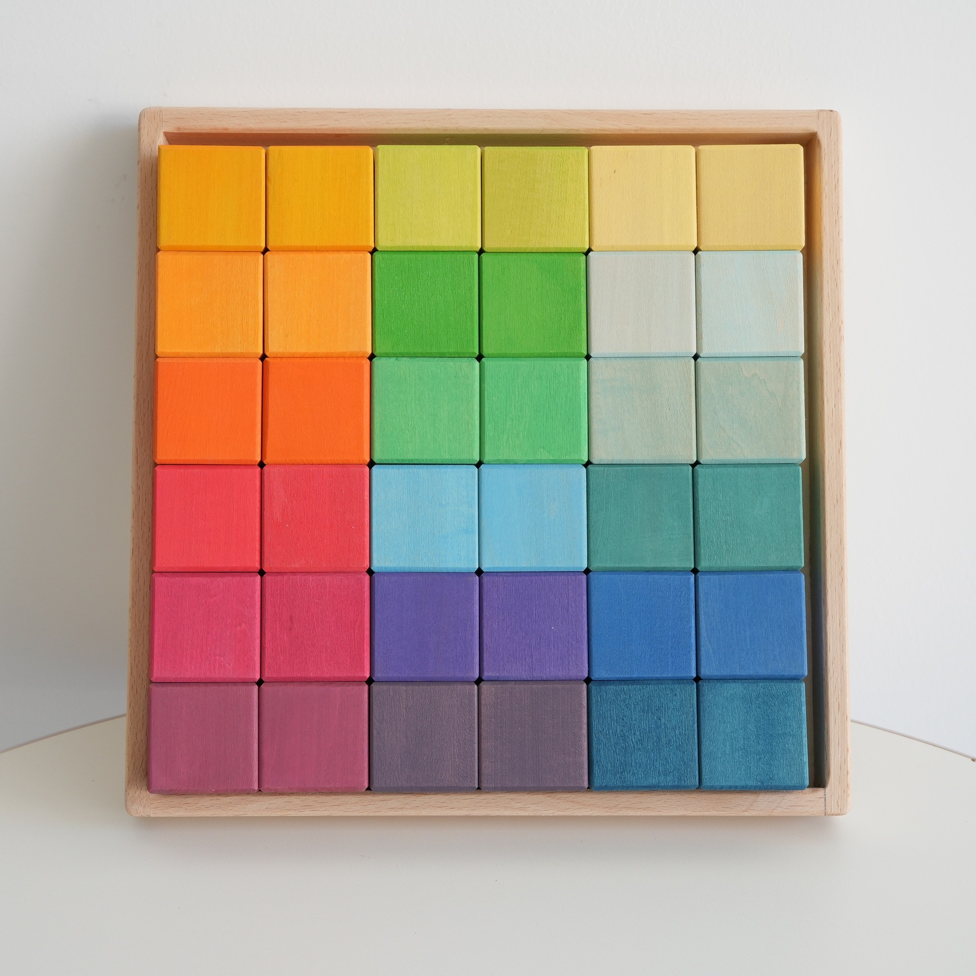 Rainbow Basswood Mosaic Wooden Building Blocks 4