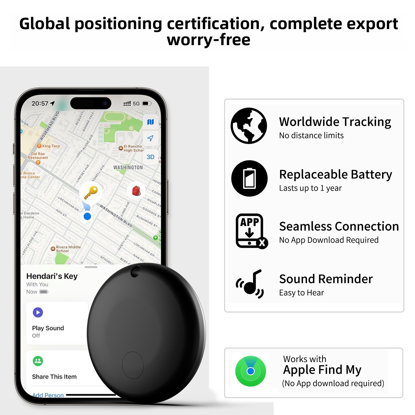 Ultraflacher Bluetooth-Tracker wasserdicht IP65 3