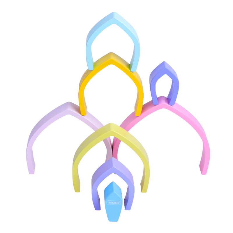 Rainbow Wooden Bridge Stacking Game 4