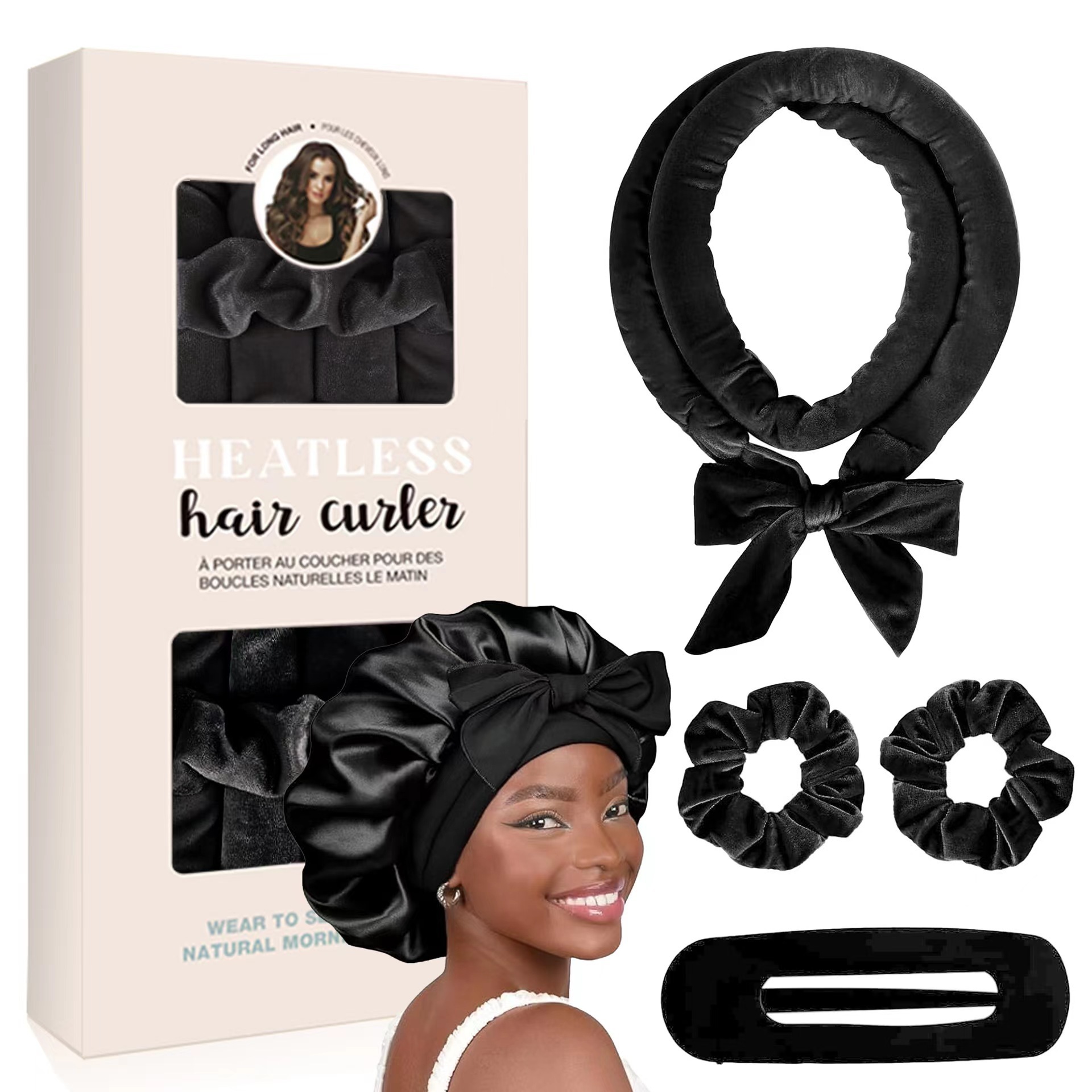 Velvet Heatless Curler Set with Headband 3