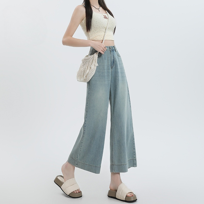 Straight Pear Shapes Ice Silk Wide-leg Pants