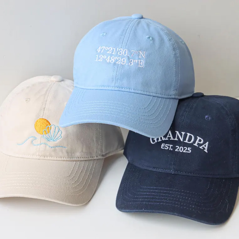 Unstructured Cotton Solid Color Baseball Cap With Text 3