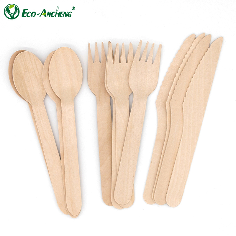 Vintage Compostable Wooden Cutlery Set 16cm 2