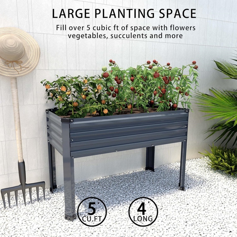 Grey Raised Garden Bed with Legs 300lb 4