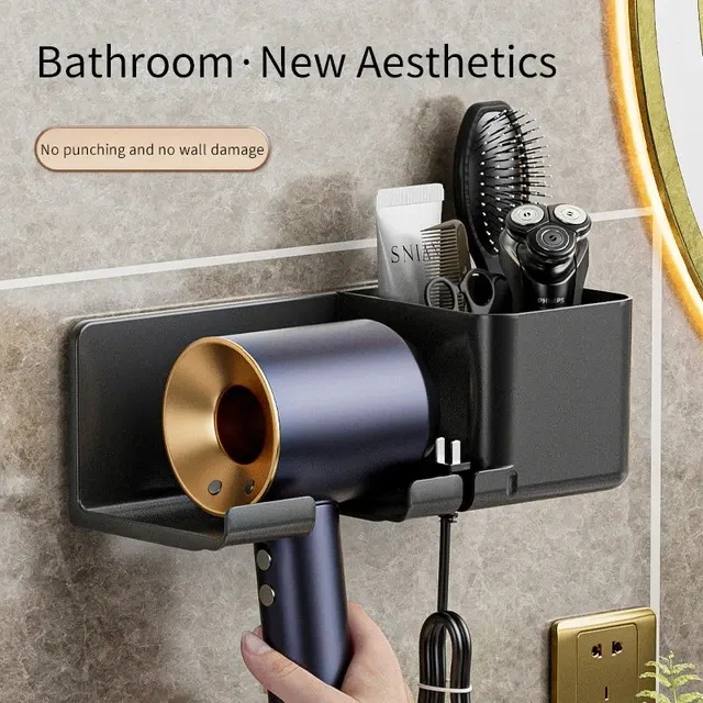Wall Mount Hair Dryer Holder Organizer 3