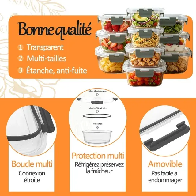 Glass Meal Prep Container Set 4