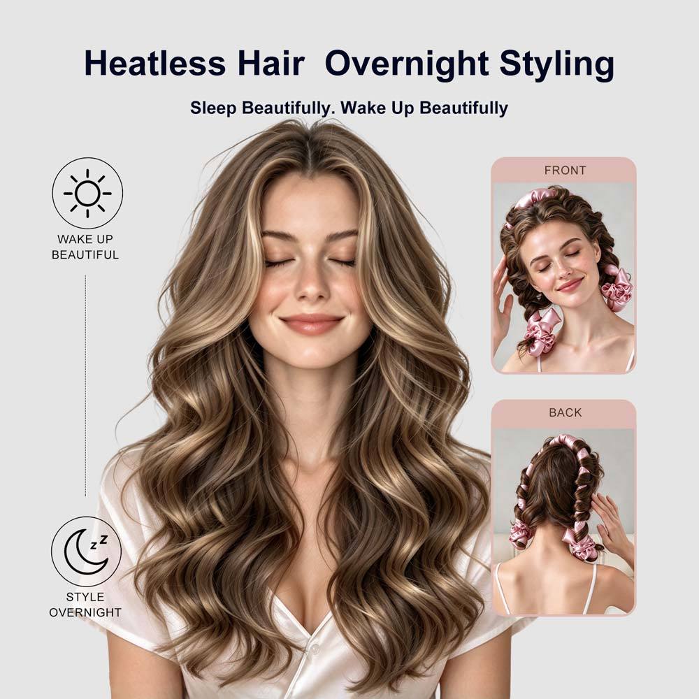 Silk Satin Heatless Hair Curler Set With Scrunchies 2