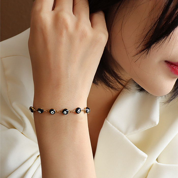 Black Oil Drip Bracelet Titanium Steel Women's 3