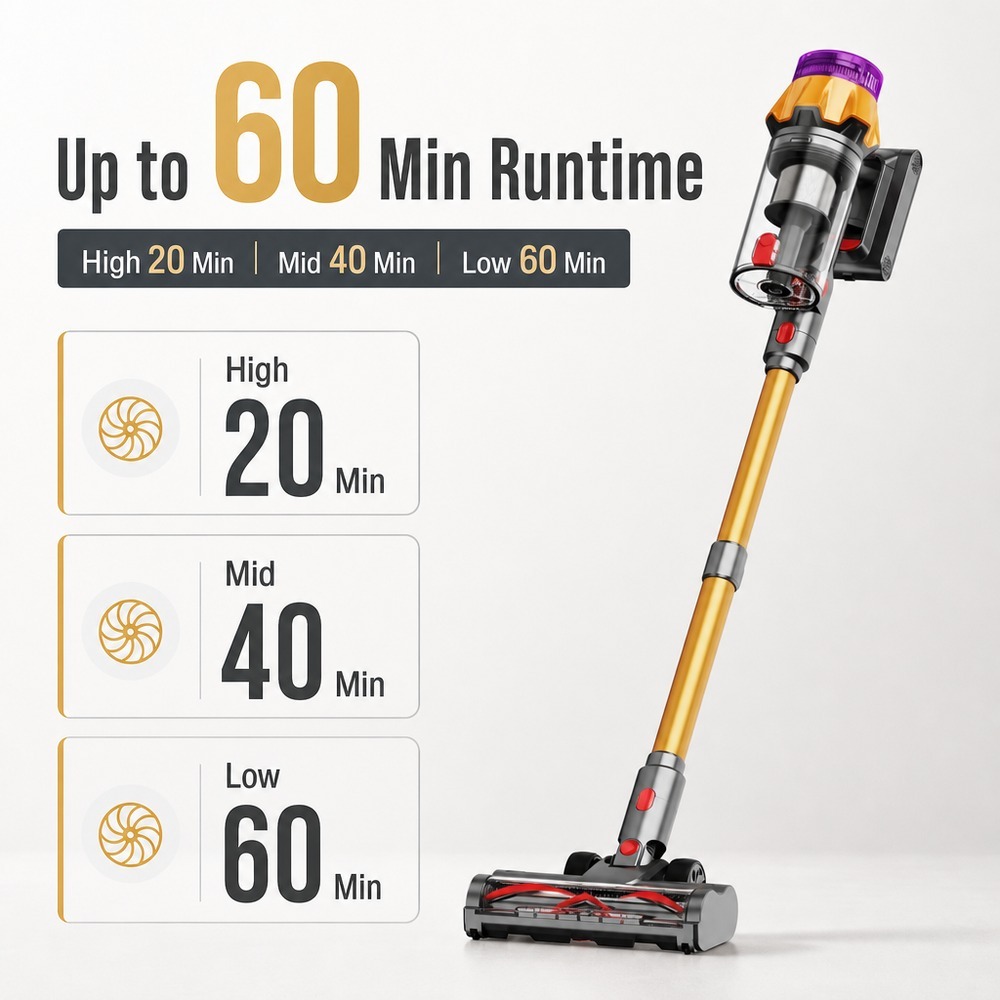 30KPa Cordless Stick Vacuum with Brushless Motor 3