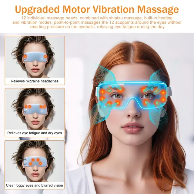 Elektrisches Augenmassagegerät mit Wärmefunktion Akupressur und Bluetooth-Musik Massagebrille 3