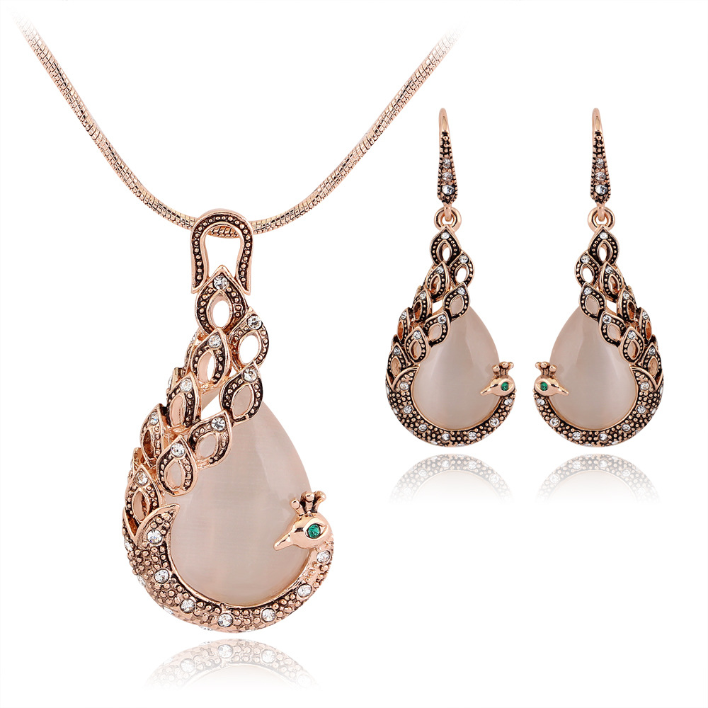 Pfauen-Schmuckset mit Motiv