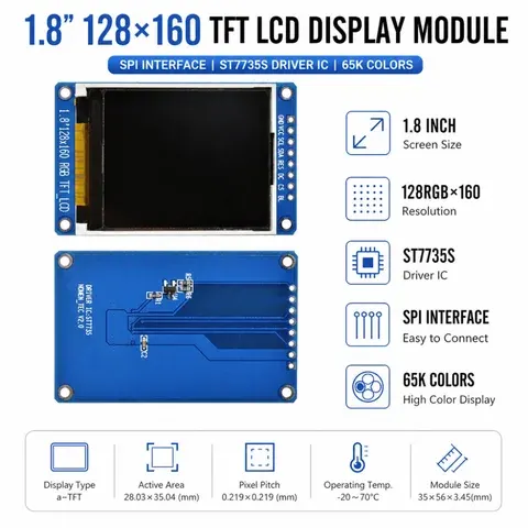 1,8-Zoll TFT-Farbdisplaymodul 128x160