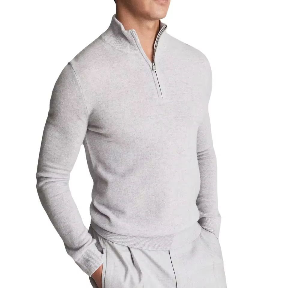Men's Winter Half-Zip Stand Collar Sweater