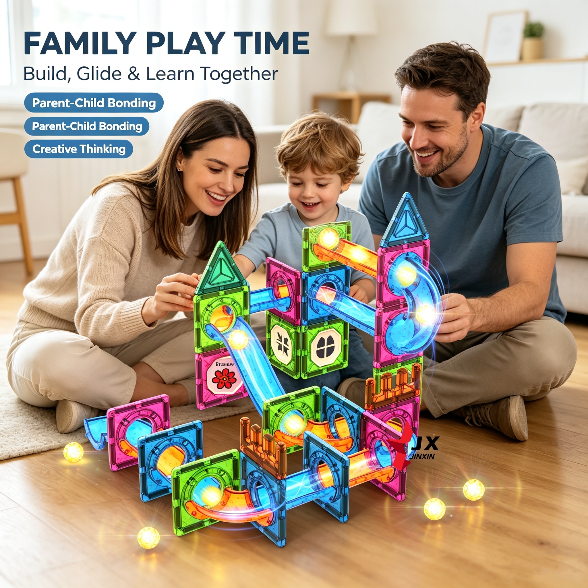 Jinxin Magnetic Building Blocks Pipeline Ball Game Construction 2