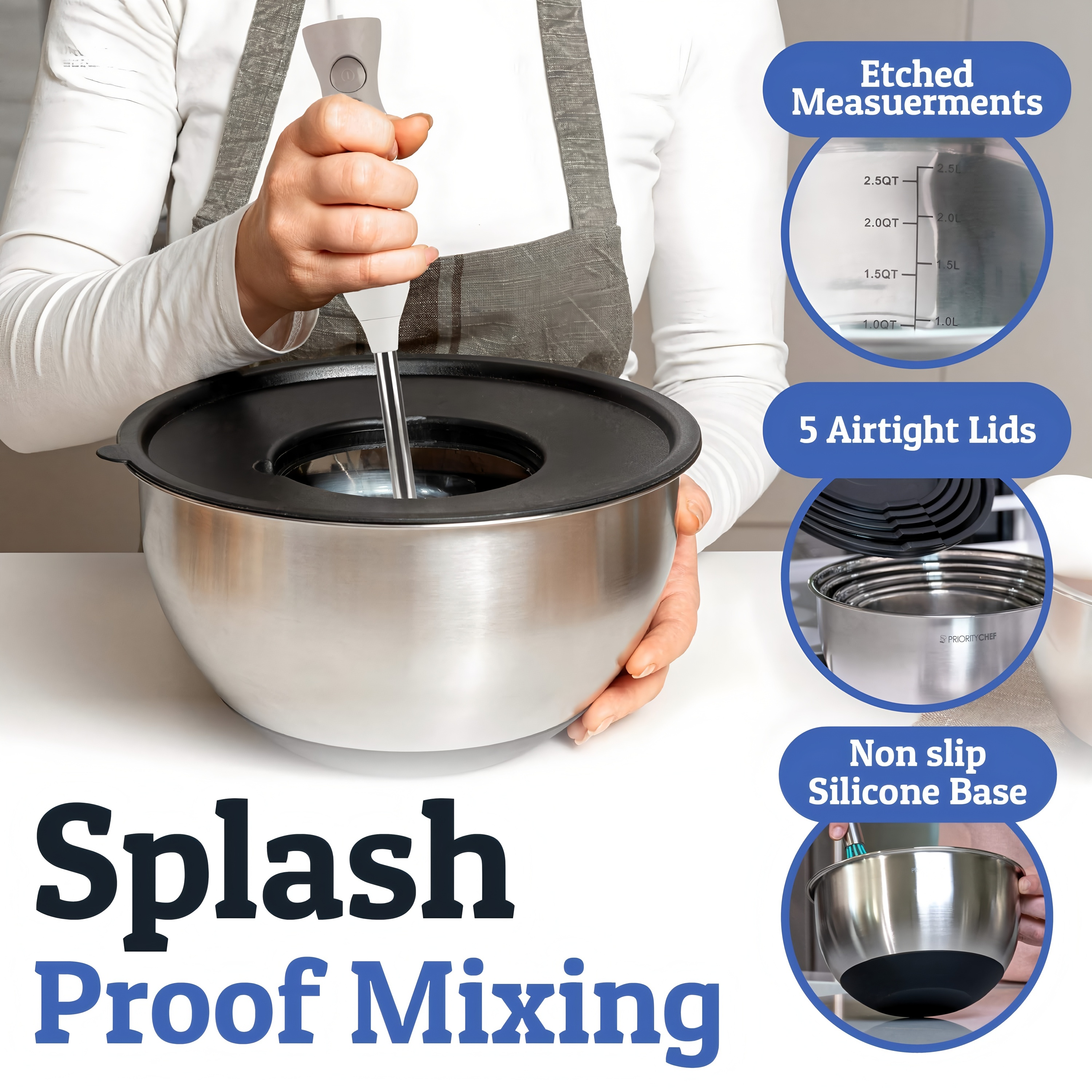 Salad Bowl Set with Grater and Non-Slip Base 3