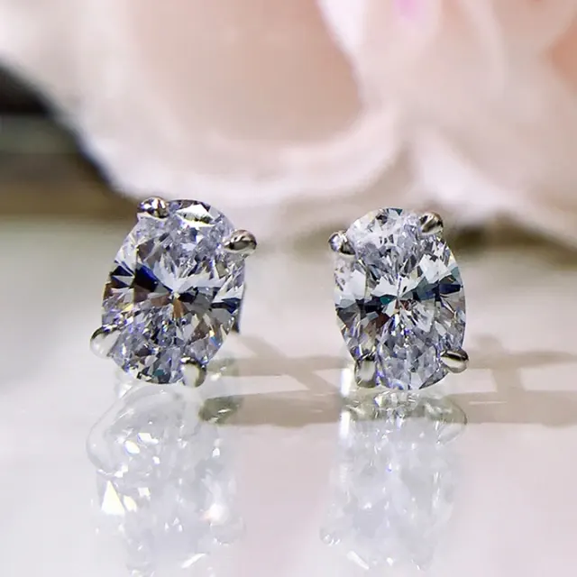 Shiny Oval CZ Earrings, Classic Elegance 4