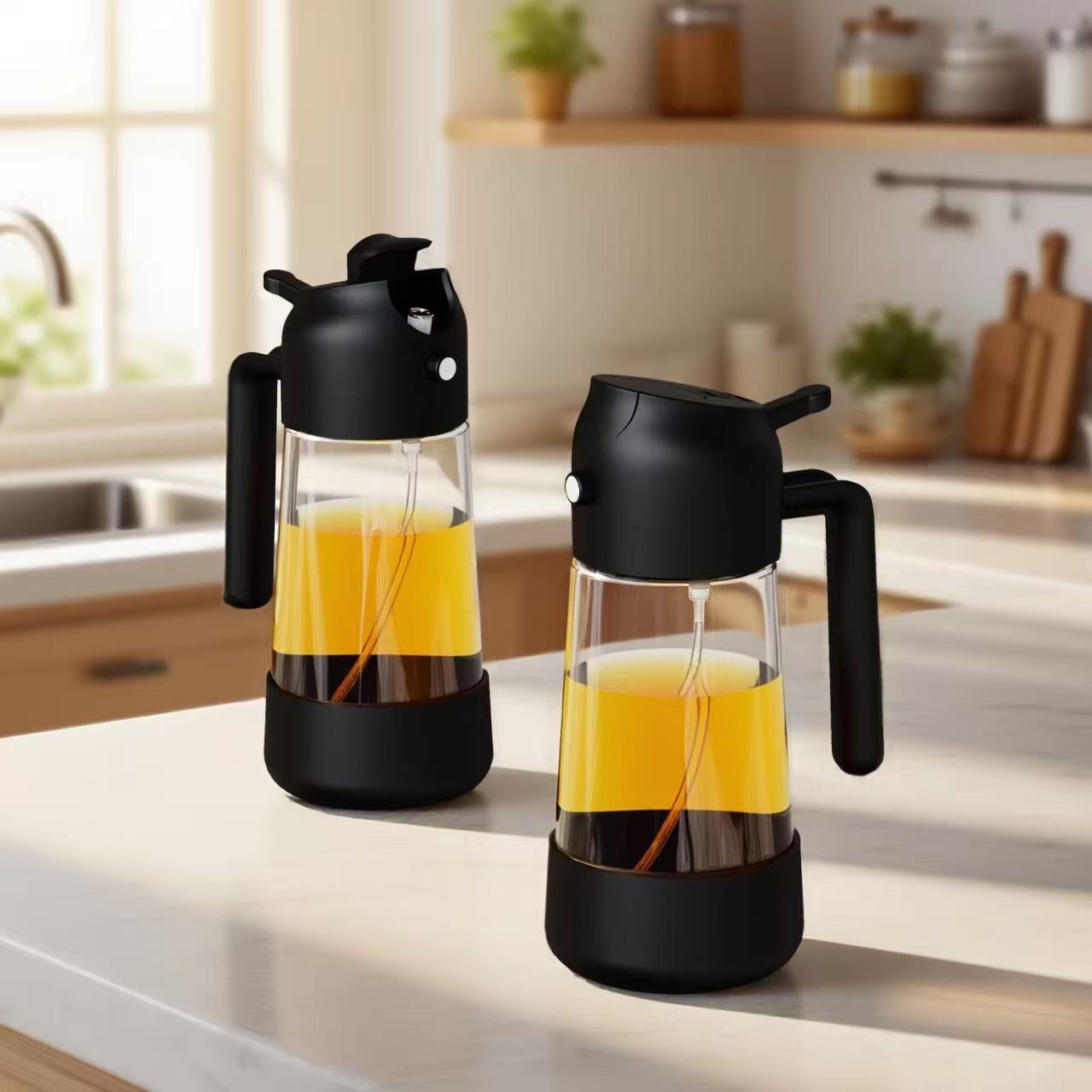 2-in-1 Glass Oil Spray Bottle With Silicone Holder