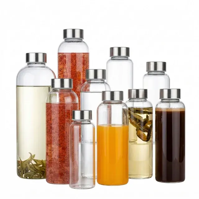 Portable High Borosilicate Glass Water Bottle With Printing 3