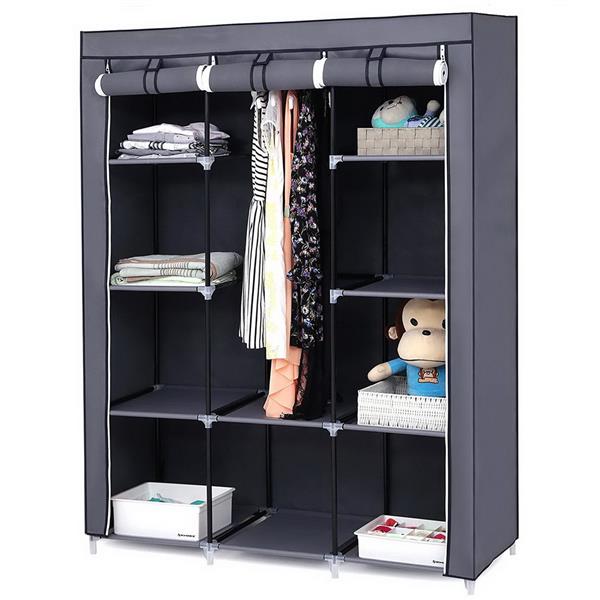 Non-Woven 10-Grid Wardrobe Grey