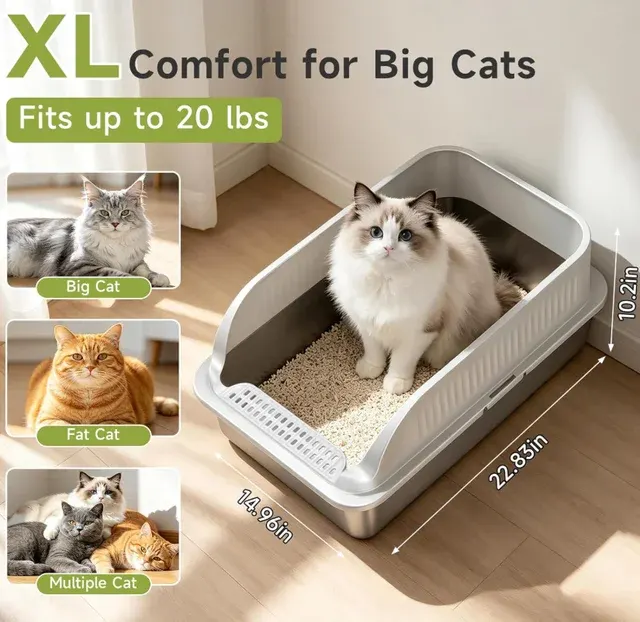 Stainless Steel Enclosed Cat Litter Box 2